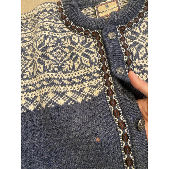 Vtg Dale of Norway Mens Cardigan Sweater XL Fair Isle New Wool Preppy Grandpa - Picture 14 of 14